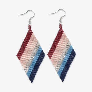 INK+ALLOY Frida Diagonal Uniform Stripe Beaded Earrings Navy + Silver