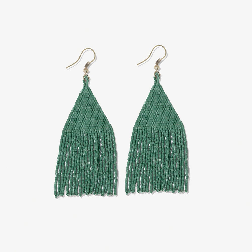 INK+ALLOY Lexie Solid Beaded Fringe Earrings Emerald Green