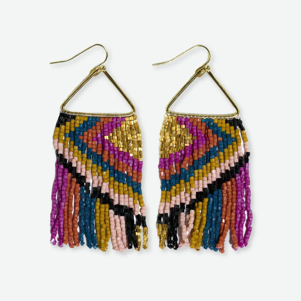 INK+ALLOY Paige Ascending Diamond Beaded Fringe Earrings Jewel Tone