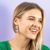 INK+ALLOY Scout Rectangle Hanger Mixed Horizontal Stripes Beaded Fringe Earrings Rio