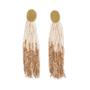 INK+ALLOY Mae Oval Brass Post 2-Color Beaded Earrings - Ivory