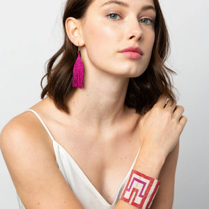 INK+ALLOY Lexie Solid Beaded Fringe Earrings Magenta