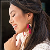 INK+ALLOY Whitney Chevron Beaded Fringe Earrings Hot Pink