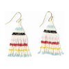 Cassie Mini Stripe Short Fringe Earrings Black Light Blue Lemon