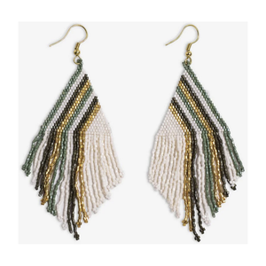 Haley Falling Lines Beaded Fringe Earrings Safari