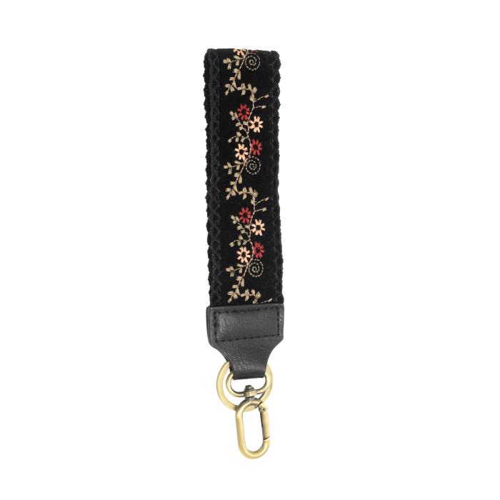 1.5"  Easy Find Wristlet Keychain - Black Daisy