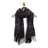Blue Shadow Stripe Fringe Scarf