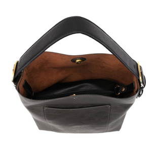 Roanoke Classic Hobo Handbag ($6 to monogram, per bag) - Charcoal/Black