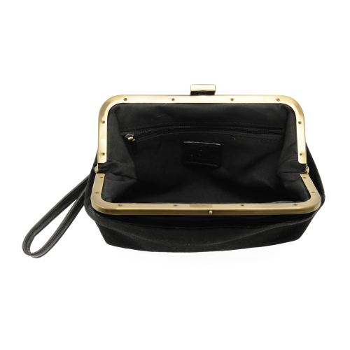 Vivie Frame Lock Convertible Crossbody/Wristlet - Black Velvet