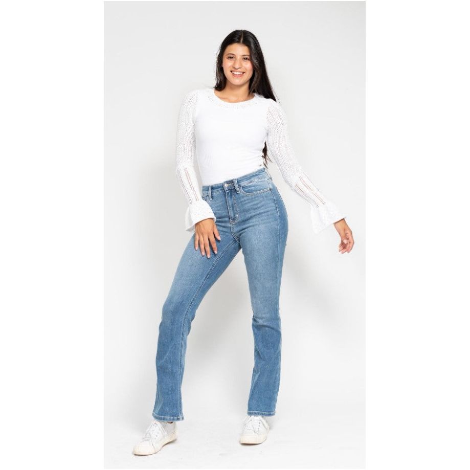 Judy Blue Core High Waisted Classic Contrast Wash Bootcut Jeans - Medium Wash