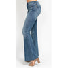 Judy Blue Mid Rise Tummy Control Vintage Wash Cut Hem Flare Jeans - Medium