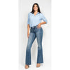 Judy Blue Mid Rise Tummy Control Vintage Wash Cut Hem Flare Jeans - Medium