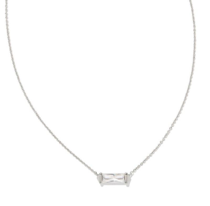 KENDRA SCOTT FLETCHER SHORT PENDANT NECKLACE RHODIUM