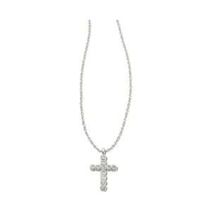 KENDRA SCOTT CROSS CRYSTAL PENDANT NECKLACE SILVER WHITE CRYSTAL