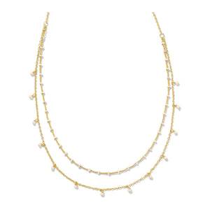 KENDRA SCOTT EVE MULTI STRAND NECKLACE GOLD WHITE MIX