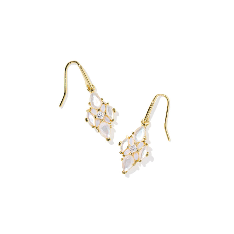 KENDRA SCOTT ABBIE CRYSTAL DROP EARRINGS GOLD NEUTRAL MIX