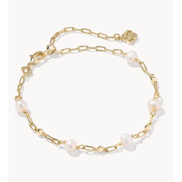 KENDRA SCOTT ASHTON DELICATE CHAIN BRACELET GOLD FRESHWATER CULTURED PEARL
