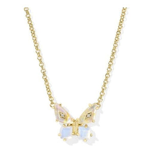 KENDRA SCOTT BIANCA BUTTERFLY SHORT PENDANT NECKLACE GOLD IRIDESCENT WHITE MIX