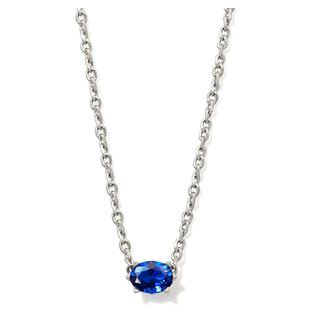 KENDRA SCOTT CAILIN CRYSTAL PENDANT NECKLACE RHODIUM BLUE CRYSTAL