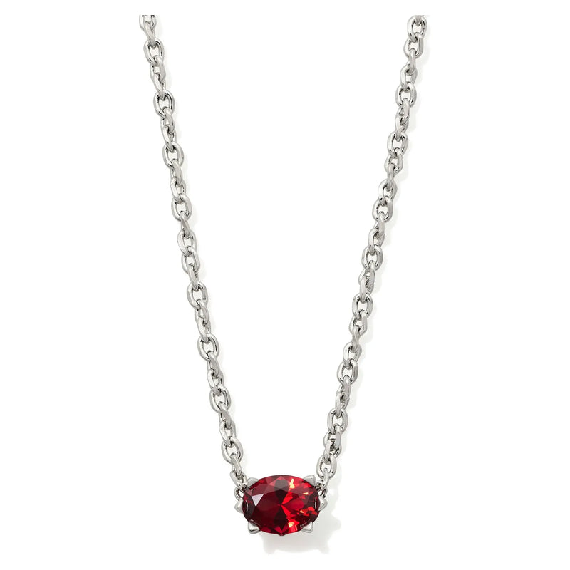 KENDRA SCOTT CAILIN CRYSTAL PENDANT NECKLACE RHODIUM RED CRYSTAL