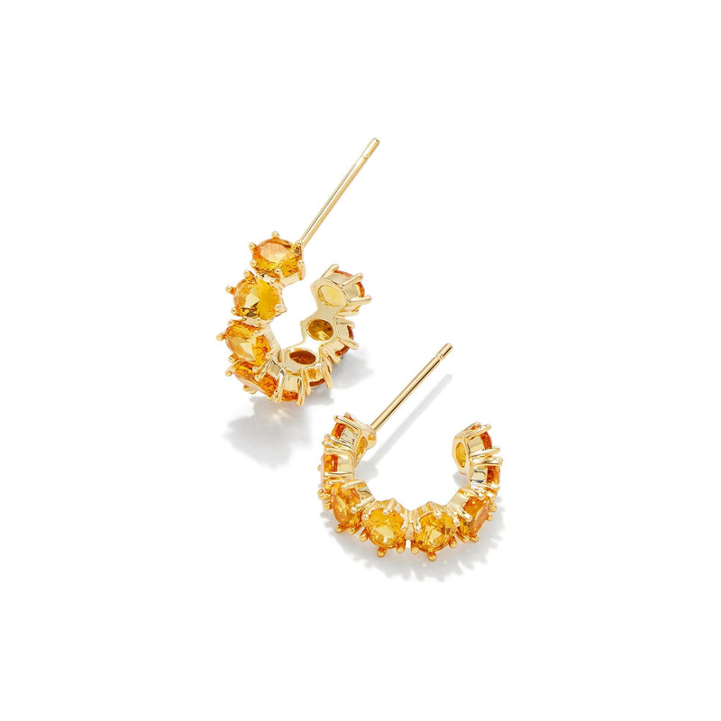KENDRA SCOTT CAILIN CRYSTAL HUGGIE EARRINGS GOLD GOLDEN YELLOW CRYSTAL