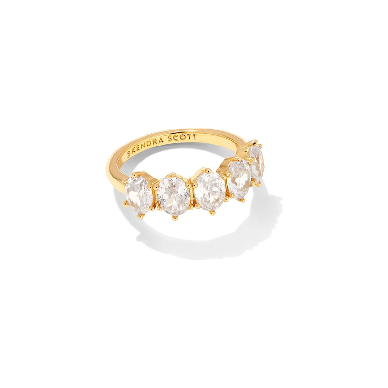 KENDRA SCOTT CAILIN CRYSTAL BAND RING GOLD METAL WHITE CZ