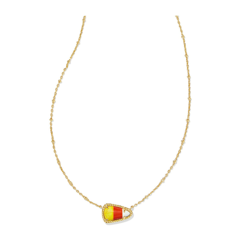 KENDRA SCOTT CANDY CORN SHORT PENDANT NECKLACE GOLD CANDY CORN MAGNESITE