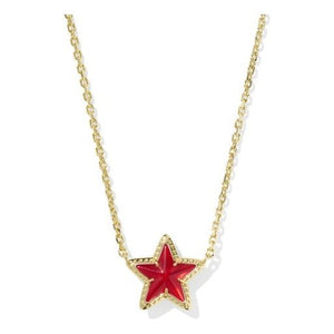 KENDRA SCOTT CASSIDY SHORT PENDANT NECKLACE GOLD RED ILLUSION