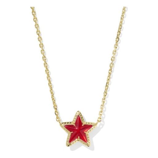 KENDRA SCOTT CASSIDY SHORT PENDANT NECKLACE GOLD RED ILLUSION