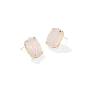 KENDRA SCOTT DAPHNE LARGE STUD EARRINGS GOLD IRIDESCENT DRUSY