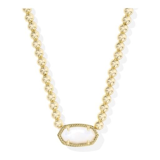 KENDRA SCOTT ELISA BEADED NECKLACE GOLD IVORY MOTHER OF PEARL