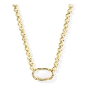KENDRA SCOTT ELISA BEADED NECKLACE GOLD IVORY MOTHER OF PEARL