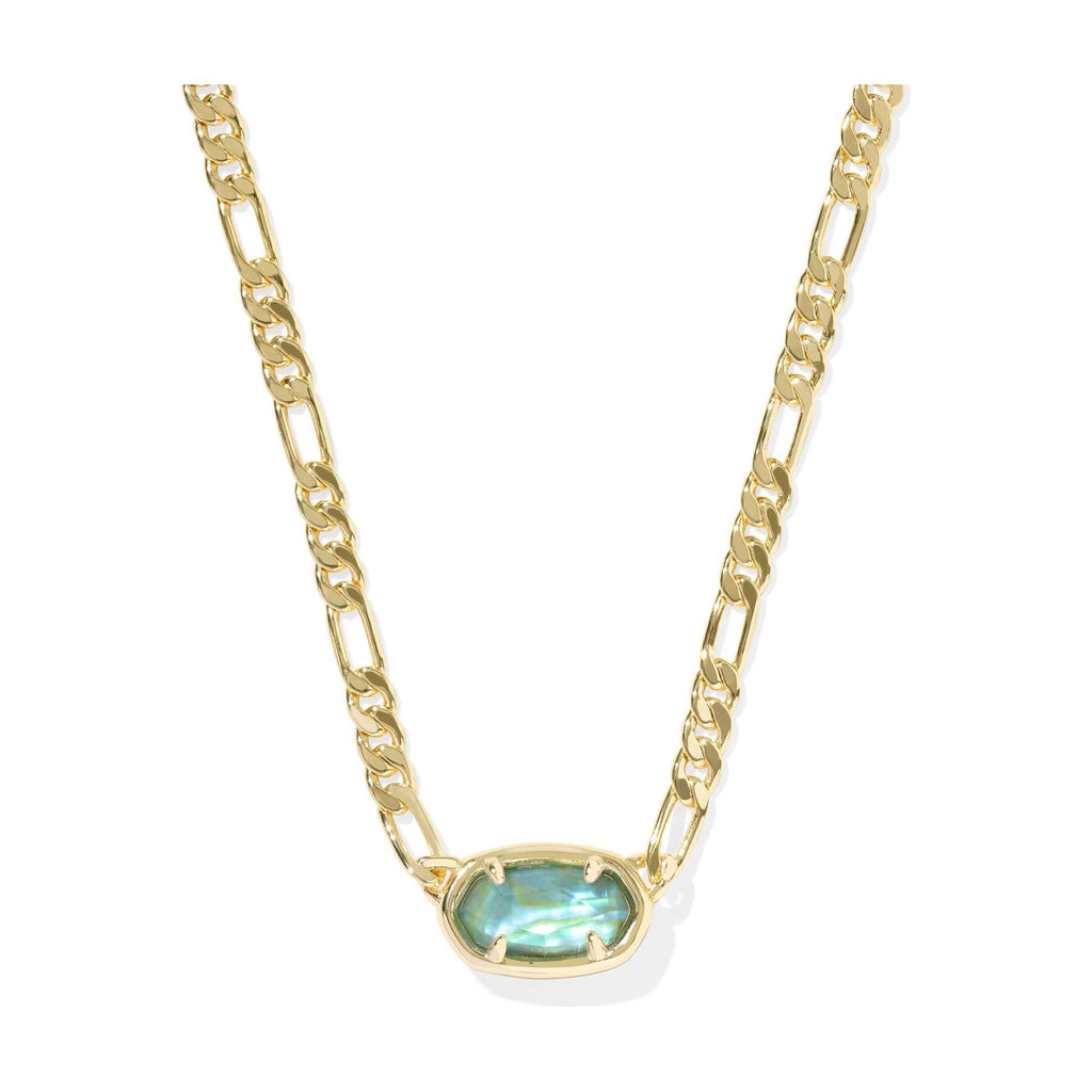 KENDRA SCOTT ELISA FIGARO CHAIN SHORT PENDANT NECKLACE GOLD DEEP AQUA ILLUSION