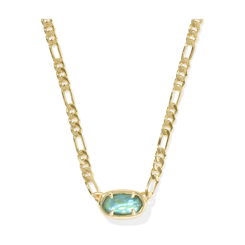 KENDRA SCOTT ELISA FIGARO CHAIN SHORT PENDANT NECKLACE GOLD DEEP AQUA ILLUSION