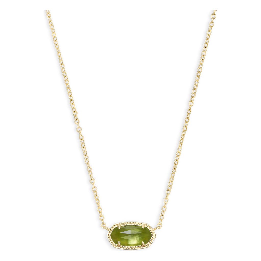 KENDRA SCOTT ELISA SHORT PENDANT NECKLACE GOLD PERIDOT ILLUSION