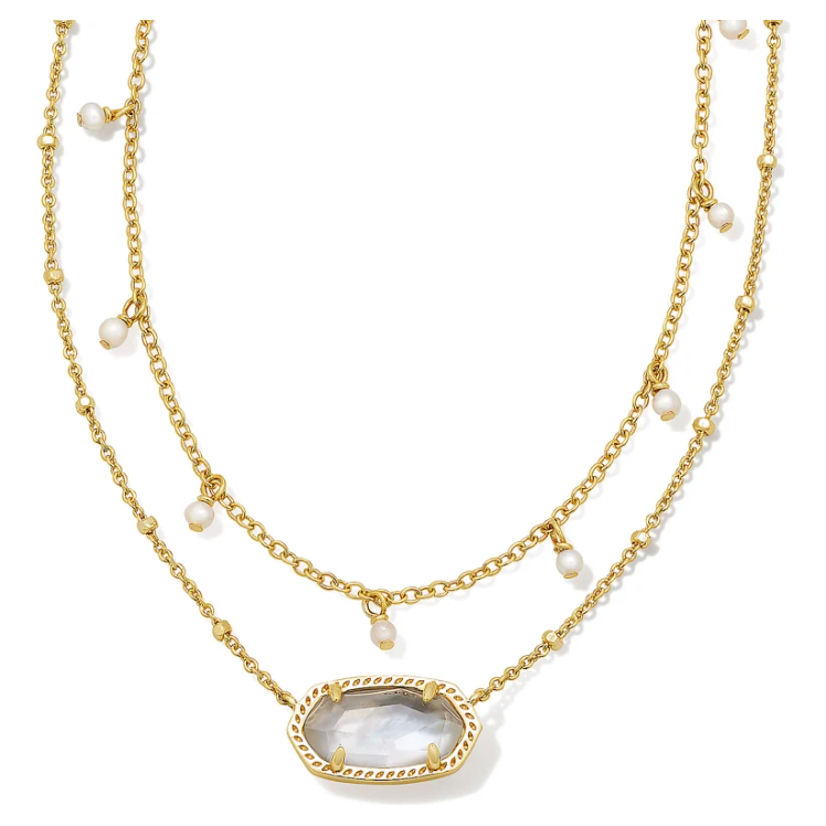 KENDRA SCOTT ELISA PEARL MULTI STRAND NECKLACE GOLD IVORY MOTHER OF PEARL