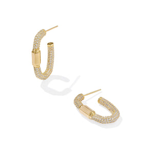 KENDRA SCOTT EMERY HOOP EARRINGS GOLD WHITE CRYSTAL