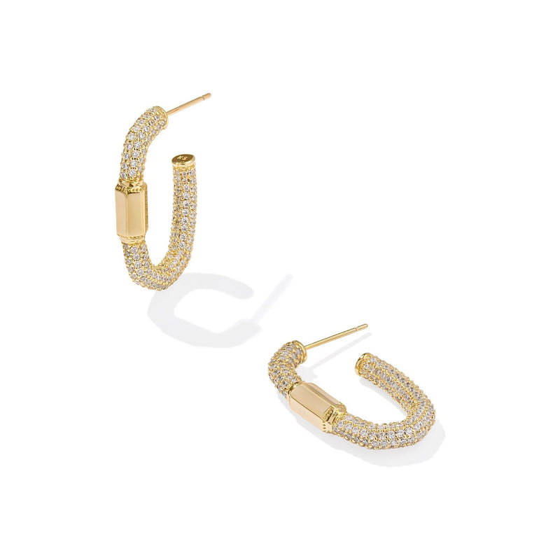 KENDRA SCOTT EMERY HOOP EARRINGS GOLD WHITE CRYSTAL