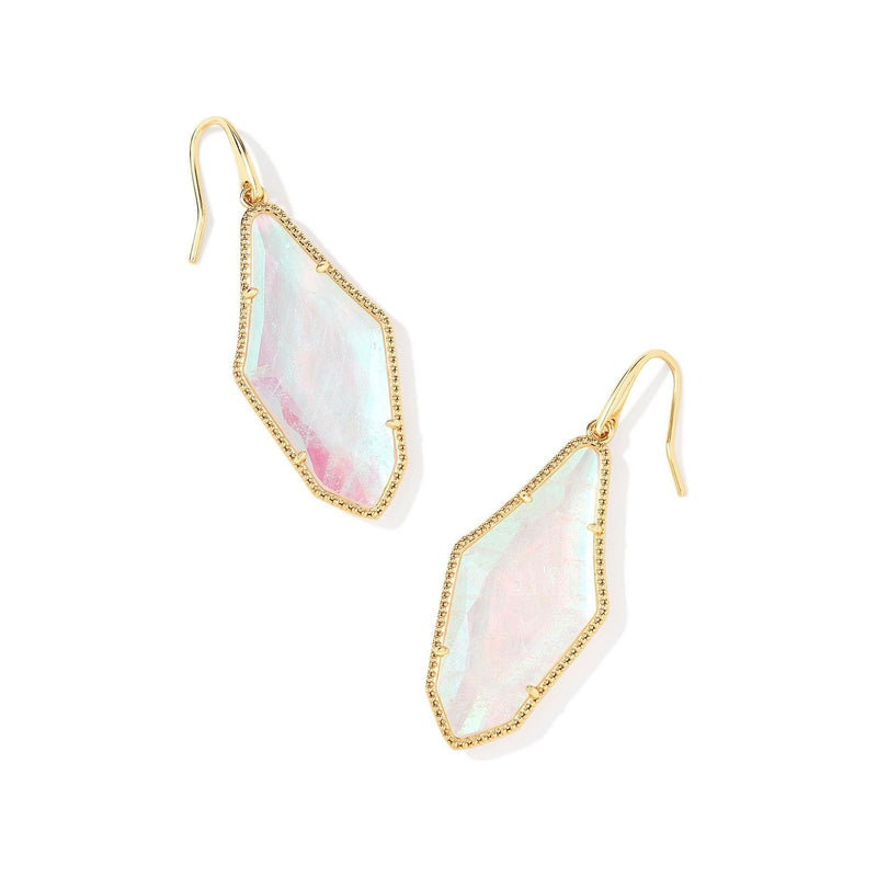 KENDRA SCOTT EVELYN DROP EARRINGS GOLD ROCK CRYSTAL DICHROIC