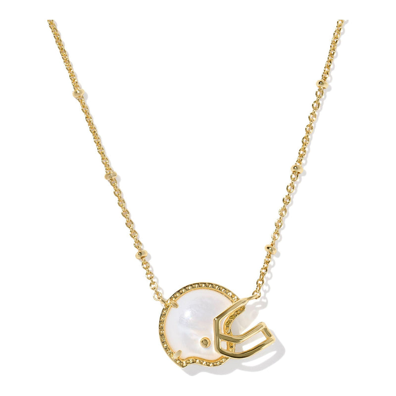 Necklace with a helmet-shaped pendant on a white background