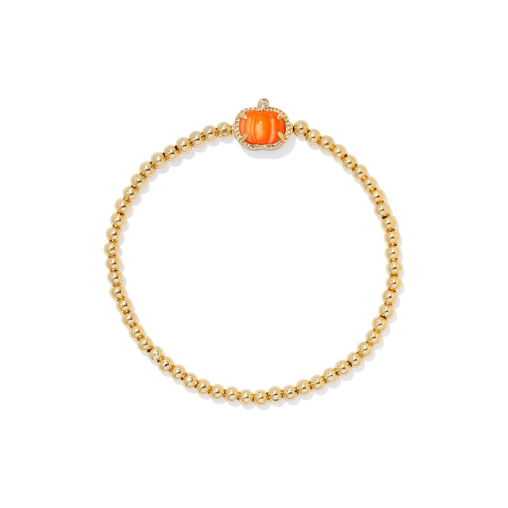 KENDRA SCOTT PUMPKIN STRETCH BRACELET GOLD ORANGE MOTHER OF PEARL