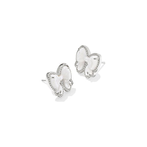 Bow-shaped earrings on a white background