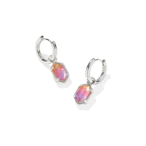 KENDRA SCOTT HALLIE HUGGIE EARRINGS SILVER SUNRISE WATERCOLOR ILLUSION