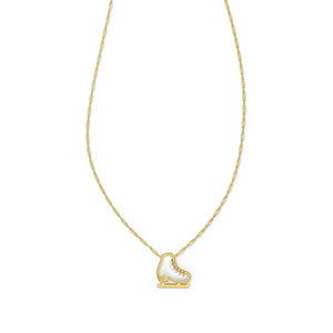 KENDRA SCOTT ICE SKATE SHORT PENDANT NECKLACE GOLD WHITE MOTHER OF PEARL