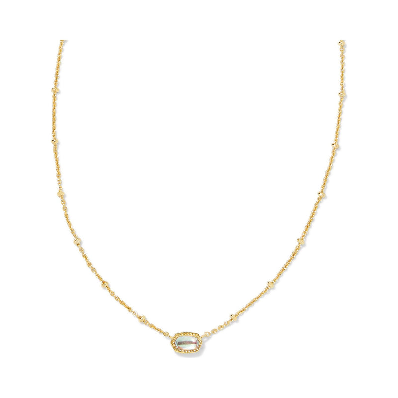 KENDRA SCOTT MINI ELISA SATELLITE SHORT PENDANT NECKLACE GOLD DICHROIC GLASS