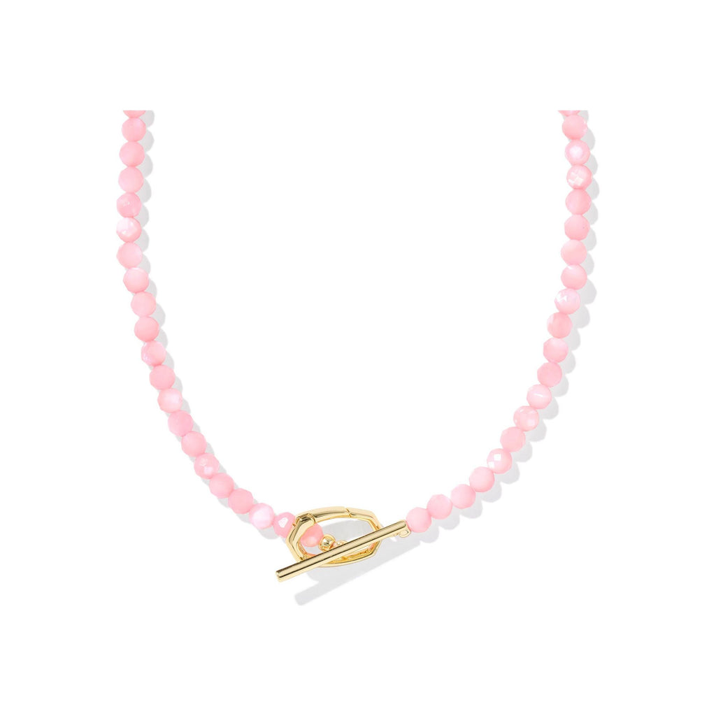 KENDRA SCOTT SYLVIA STRAND NECKLACE GOLD PINK CHALCEDONY