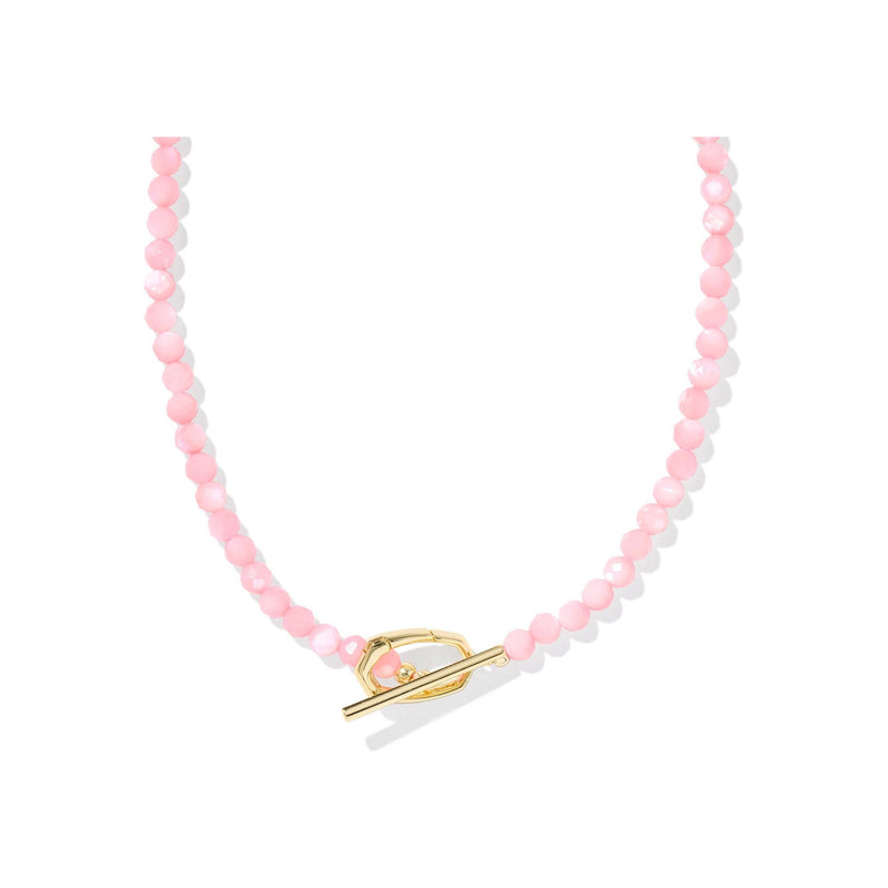 KENDRA SCOTT SYLVIA STRAND NECKLACE GOLD PINK CHALCEDONY