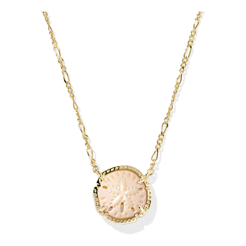 KENDRA SCOTT SAND DOLLAR SHORT PENDANT NECKLACE GOLD NATURAL MOTHER OF PEARL