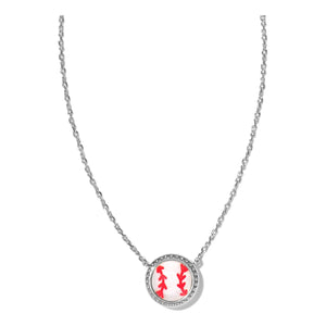 KENDRA SCOTT BASEBALL SHORT PENDANT NECKLACE SILVER IVORY MOTHER OF PEARL