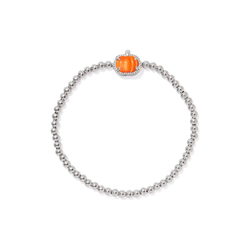 KENDRA SCOTT PUMPKIN STRETCH BRACELET SILVER ORANGE MOTHER OF PEARL